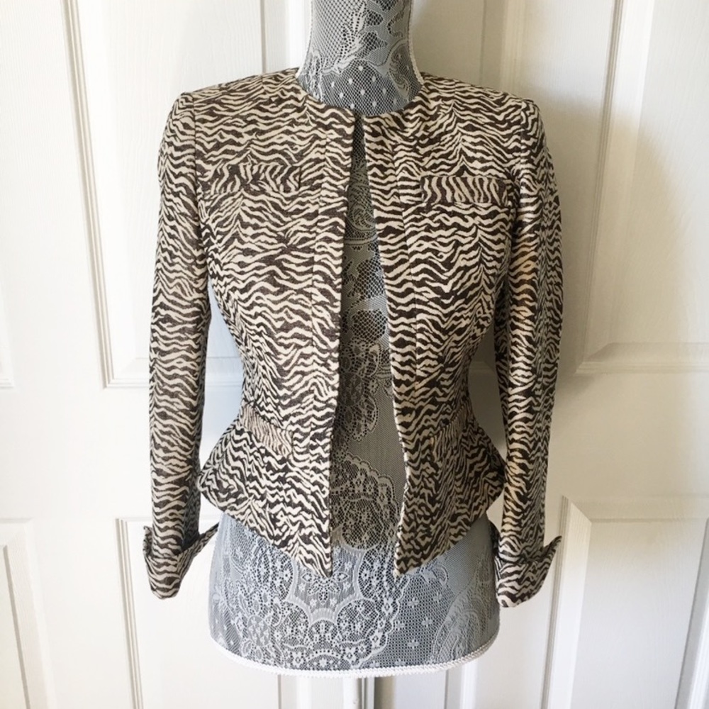 Dana Buchman Striped Printed Blazer Jacket 0P
